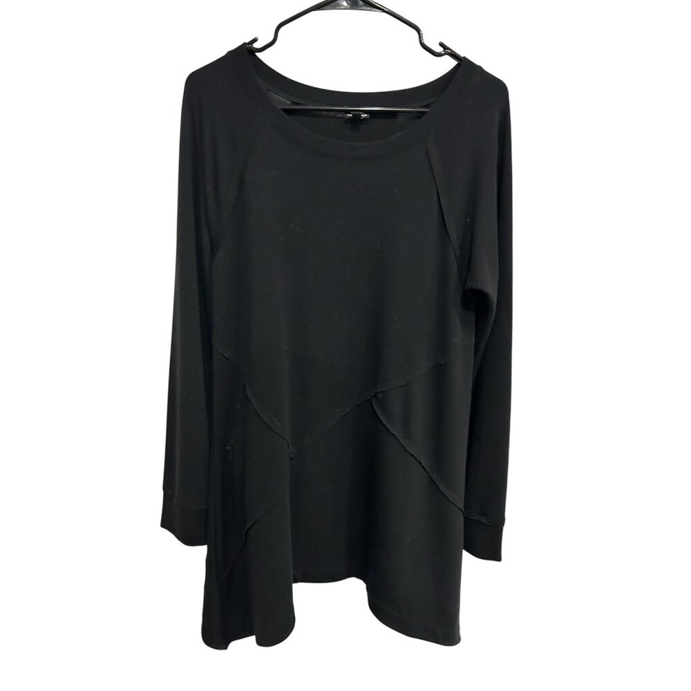 Cable & Gauge Womens Tunic Black Asymmetrical Hem Size L Soft Stretch Career